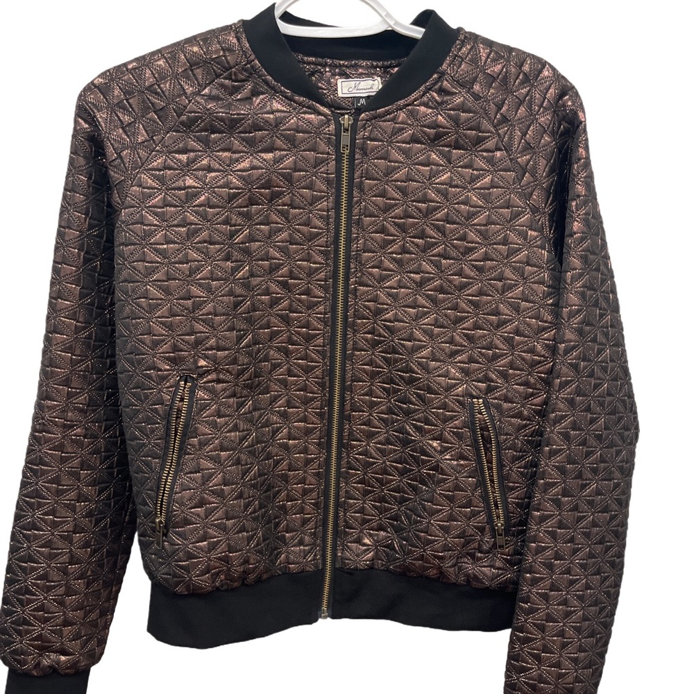 Copper Quilted Bomber Jacket